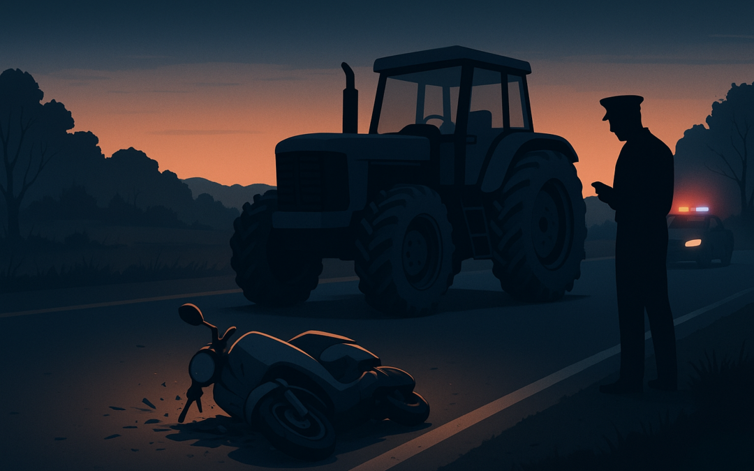 Zwaargewonde bromfietser na botsing met onverlichte tractor in Nickerie